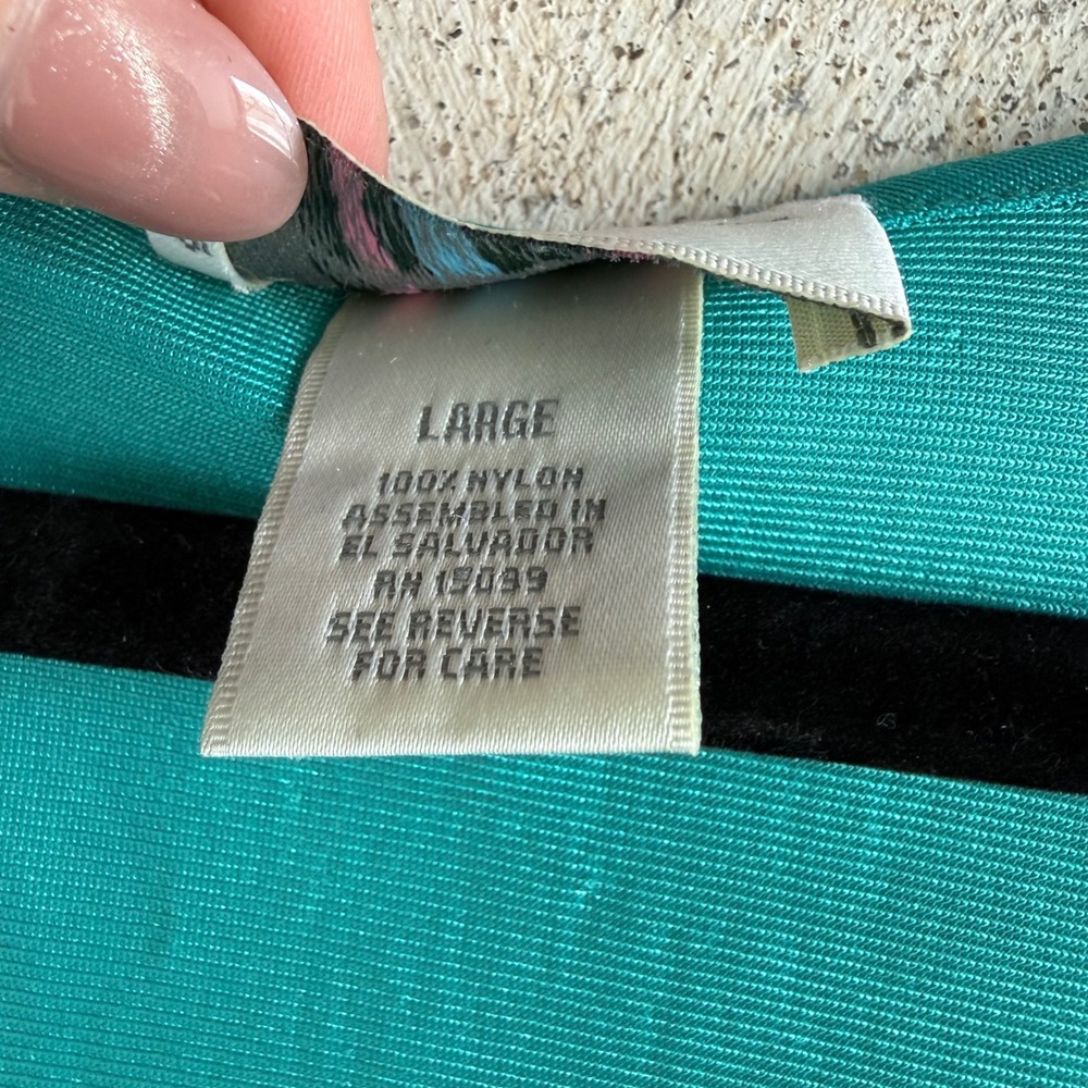 Vtg Nightgown Teal Nylon Lace Empire Waist Amanda Stewart Nightie‎ L Romantic - Picture 6 of 8